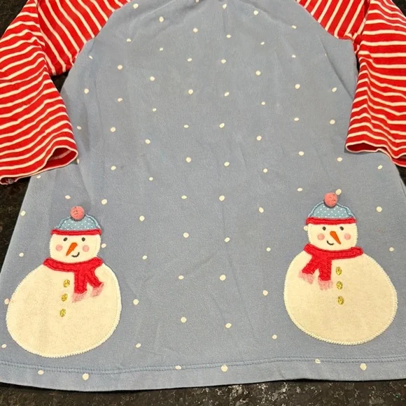 Blue Dress with Red Striped Sleeves - Picture 3 of 7